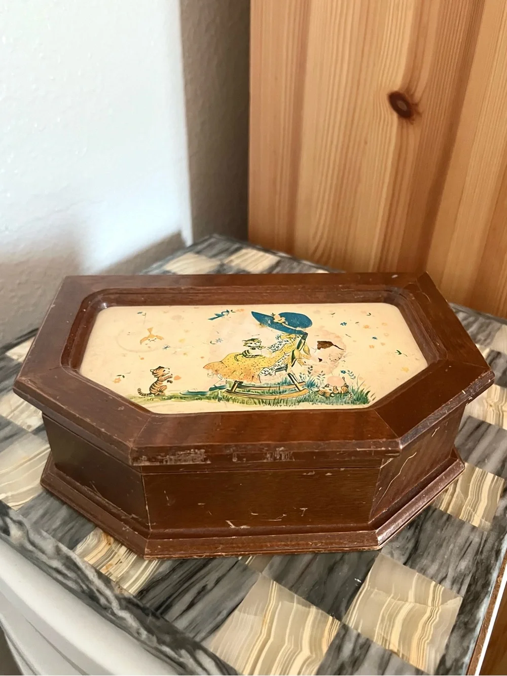 Vintage Holly Hobbie Wooden Jewelry Box